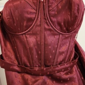 Red polka dot strapless dress size 10